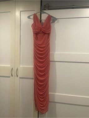 Express Coral Dress with Ruched Draping